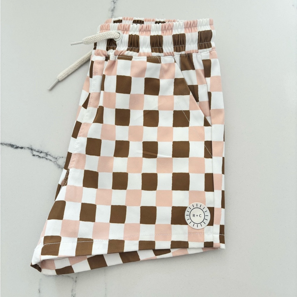 Rylee + Cru Baby Retro Check Board Shorts